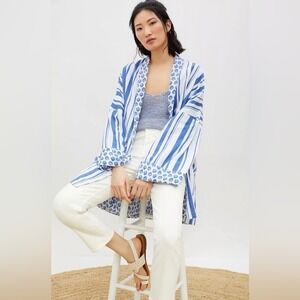 Anthropologie In Our Nature Seaside Linen Kimono Jacket OS Bohemian Beach Lagom